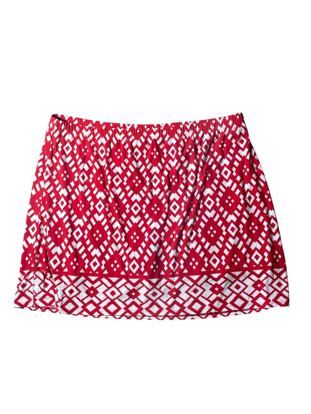 V8- Susan Graver Skort w/built in shorts Red and White Patterned Skirt
